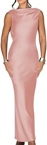 Luna Satin Cowl-Back Maxi Dress