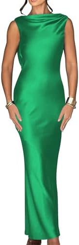 Luna Satin Cowl-Back Maxi Dress
