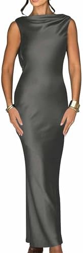 Luna Satin Cowl-Back Maxi Dress