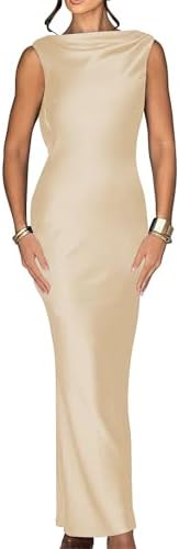 Luna Satin Cowl-Back Maxi Dress