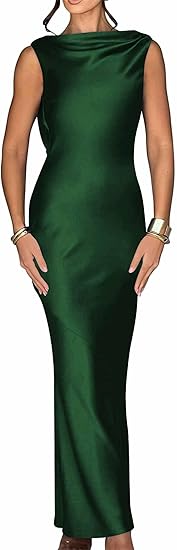 Luna Satin Cowl-Back Maxi Dress
