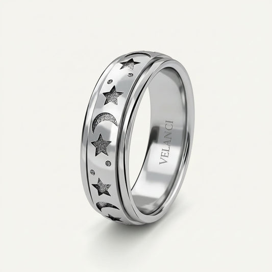 CelestiSpin™ - Moon & Star Spinner Ring