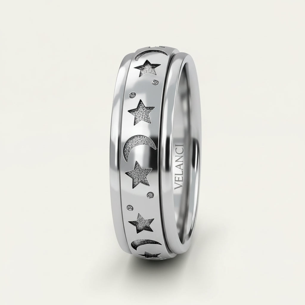 CelestiSpin™ - Moon & Star Spinner Ring
