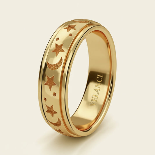CelestiSpin™ - Moon & Star Spinner Ring