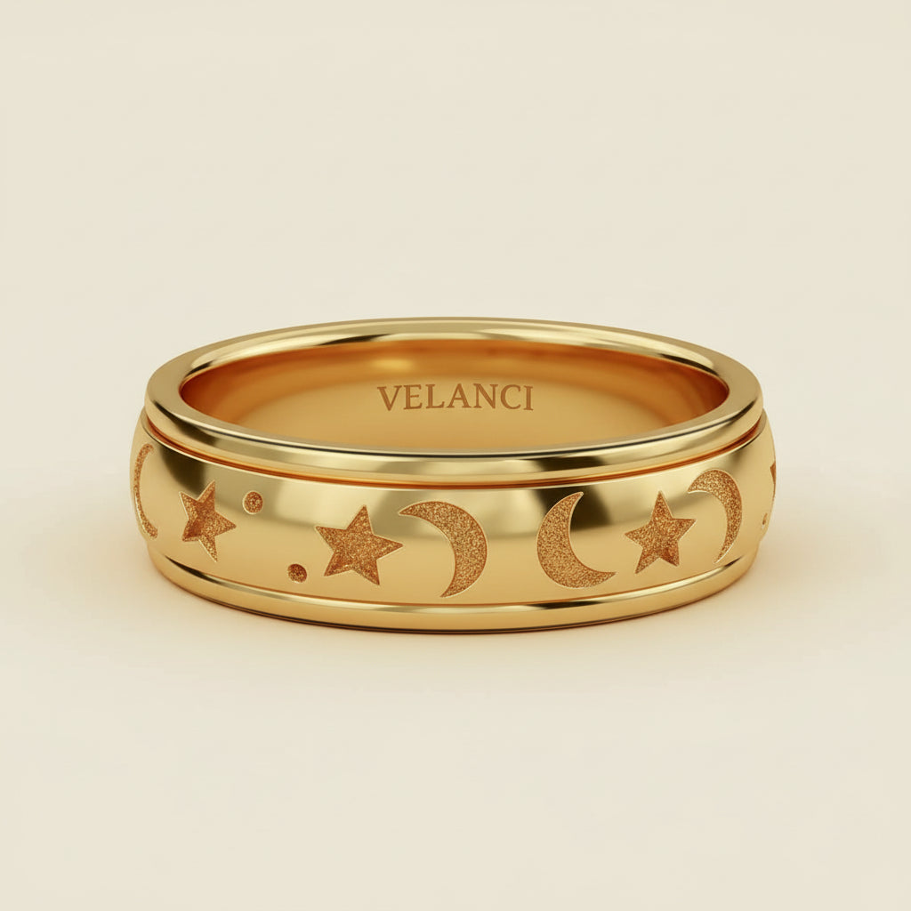 CelestiSpin™ - Moon & Star Spinner Ring