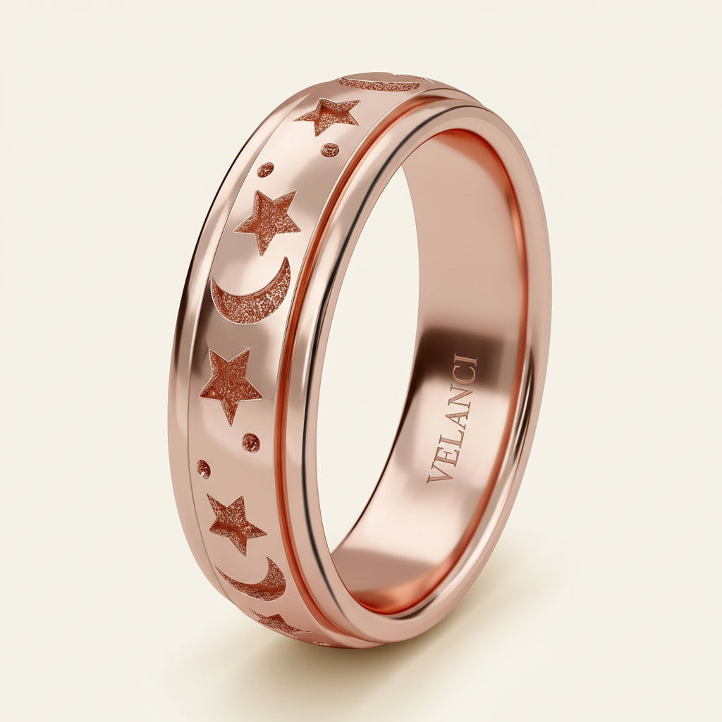 CelestiSpin™ - Moon & Star Spinner Ring
