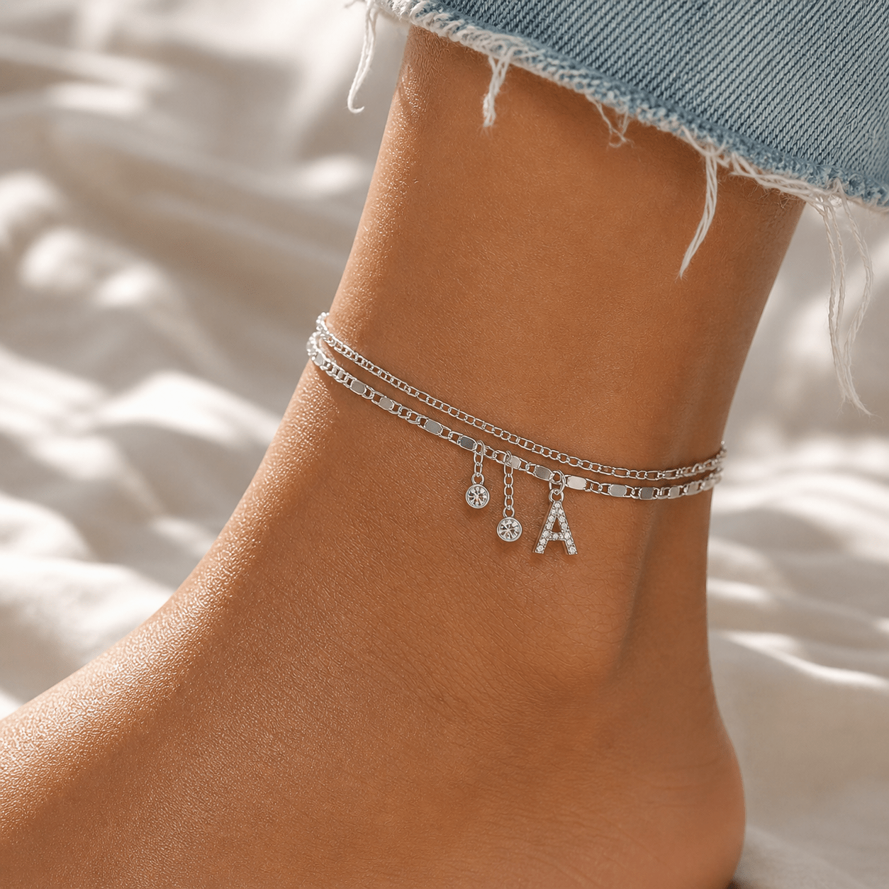 Signature Layered Initial Anklet