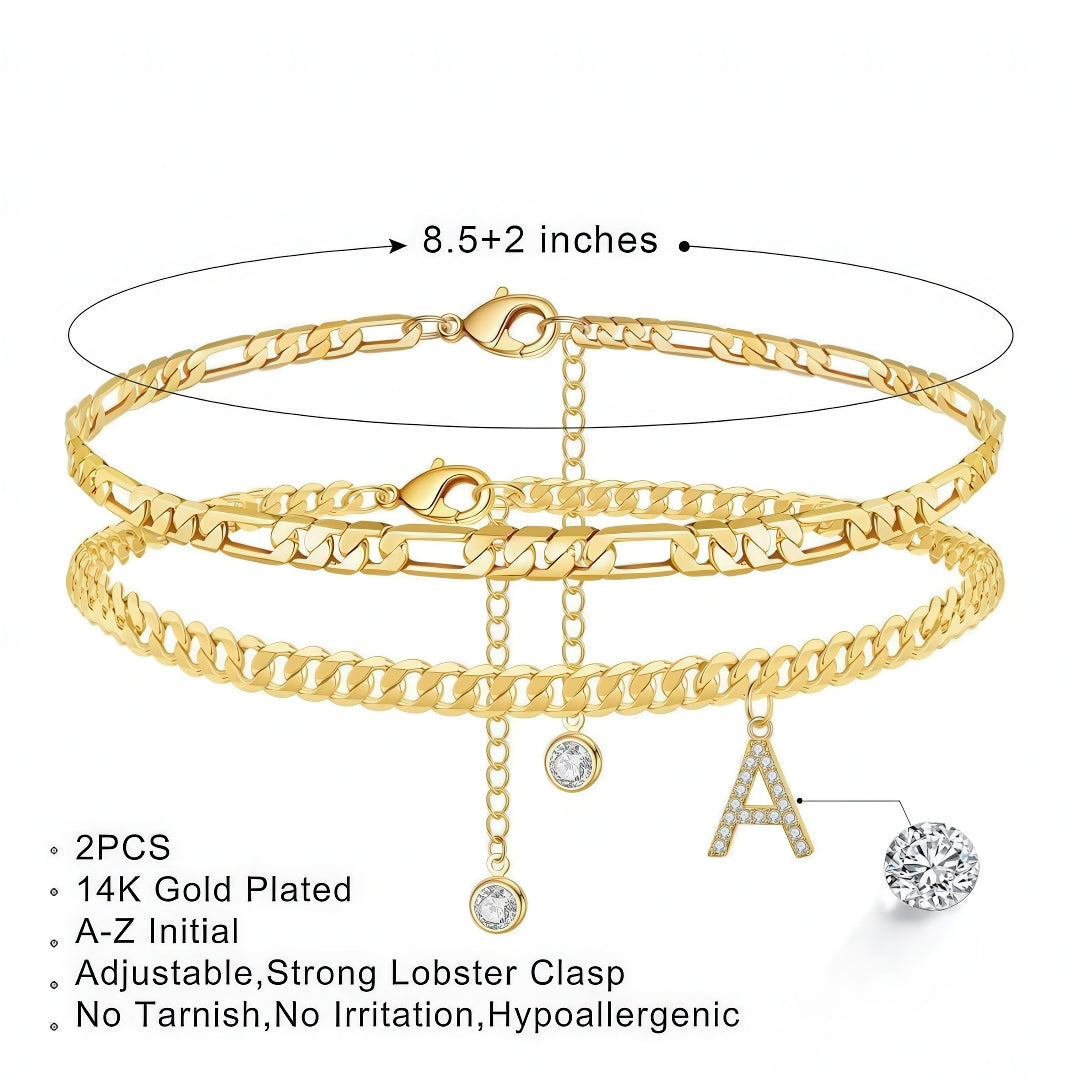 Signature Layered Initial Anklet