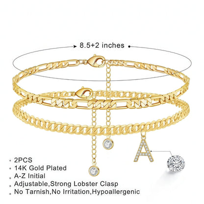 Signature Layered Initial Anklet