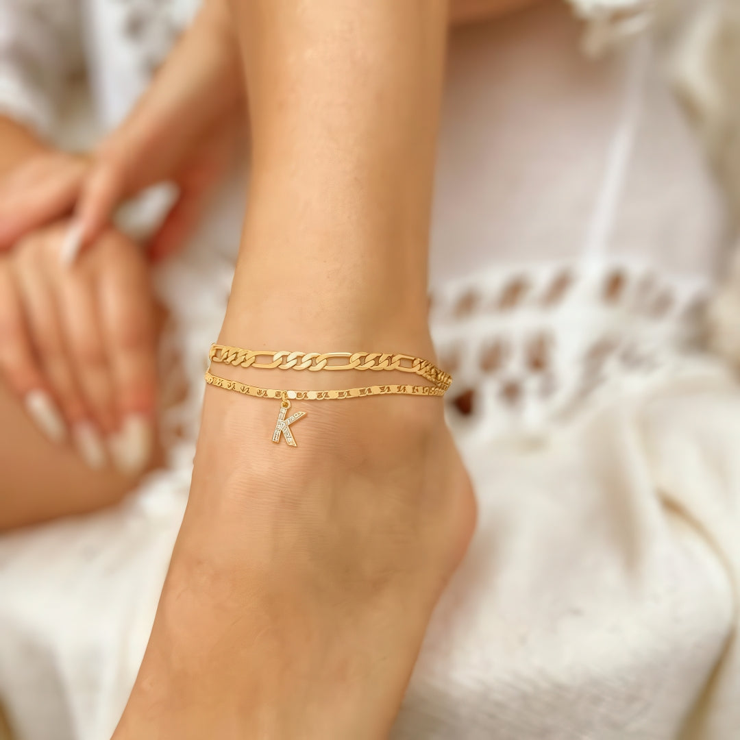 Signature Layered Initial Anklet