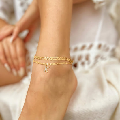 Signature Layered Initial Anklet
